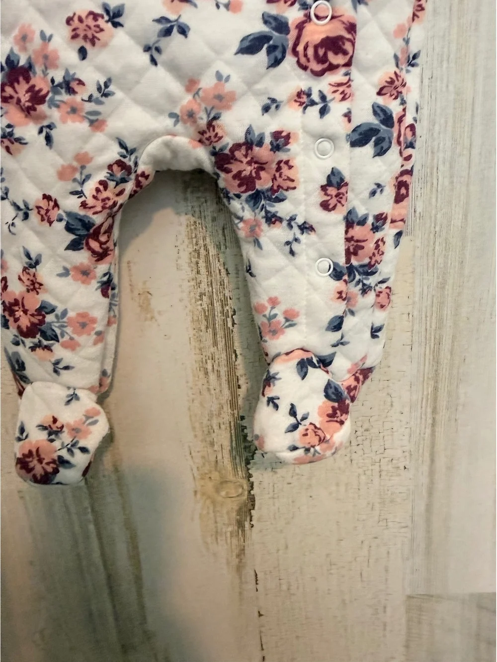 Nicole Miller Baby Girl 0-3M Floral Quilted Footed Sleeper